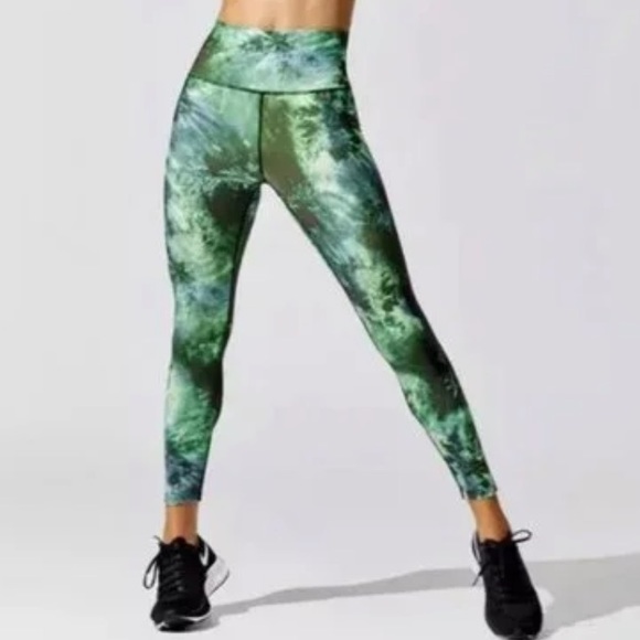 NWOT- Carbon38 Blue Green Tie Dye High Rise Leggings - Picture 2 of 5